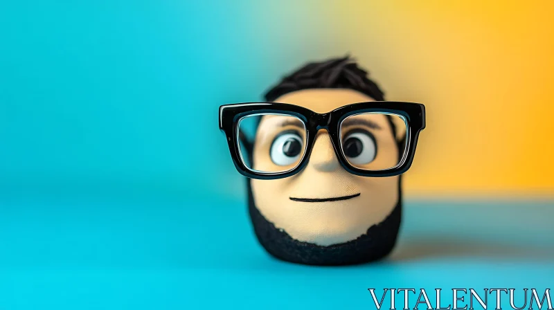 Animated Character with Glasses in Colorful Background AI Image