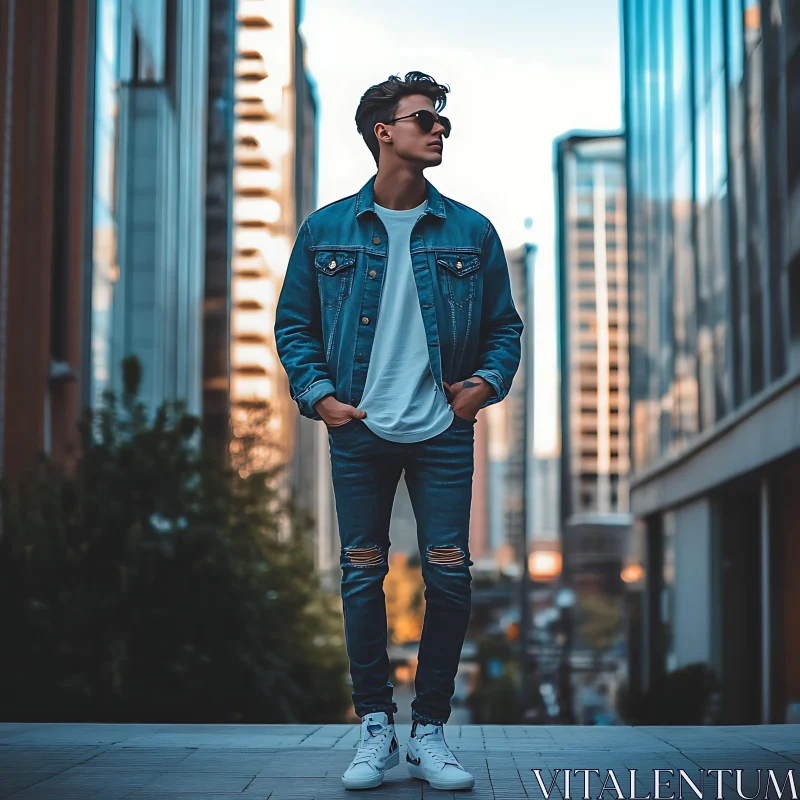 Urban Style Denim Fashion in the City AI Image