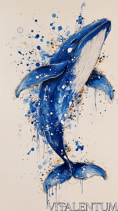 Expressionist Whale in Blue Tones AI Image