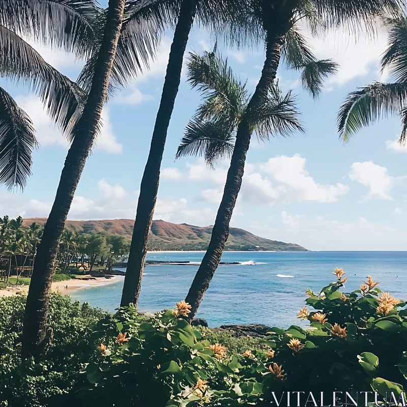 Paradise Beach on a Tropical Island AI Image