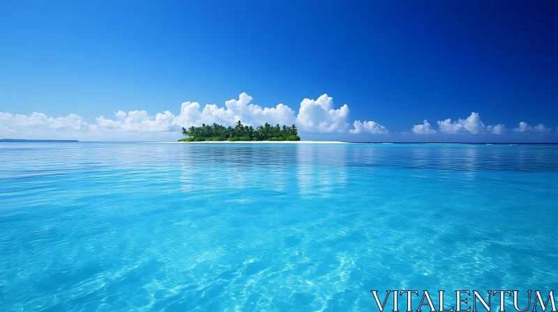 Tropical Island Oasis in Tranquil Waters AI Image