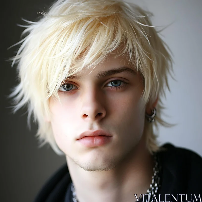 Blonde Young Man with Blue Eyes AI Image