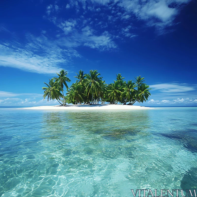 Peaceful Island Paradise with Palm Trees AI Image