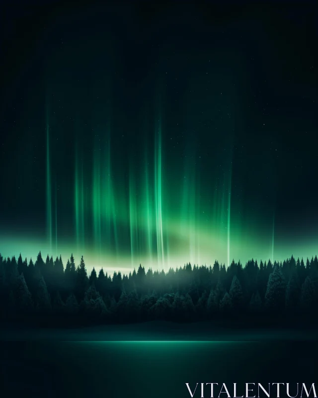 AI ART Aurora Borealis over Woodland