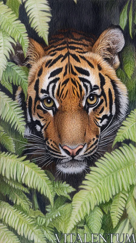 AI ART Majestic Tiger in Dense Greenery