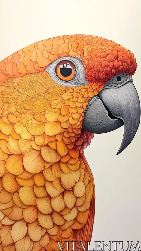 Orange Parrot Close-Up AI Image