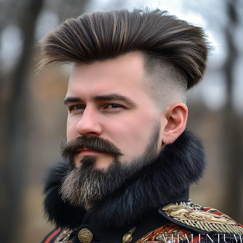 Elegantly Groomed Man in Detailed Uniform AI Image