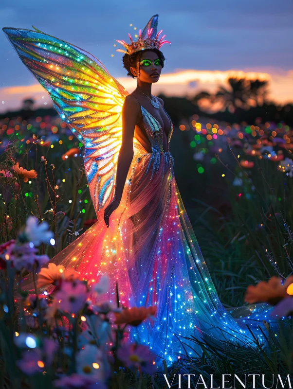 Luminous Fairy in a Dreamy Meadow AI Image