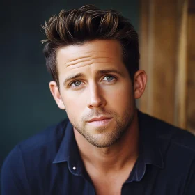 Expressive Male Portrait with Brown Hair