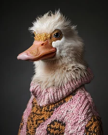 Duck in Fashionable Knit Sweater