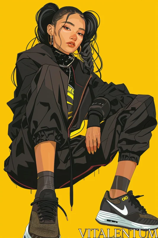 Anime Art of Fashionable Urban Girl AI Image