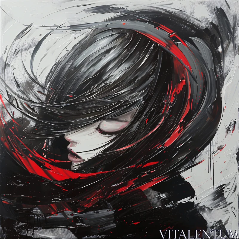 AI ART Mystical Anime Figure in Red and Black