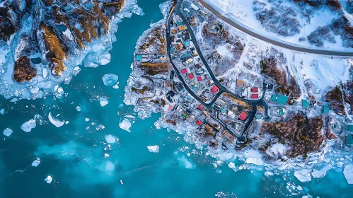 Winter Aerial Photography of Coastal Village