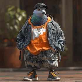 Fashionable Anthropomorphic Pigeon