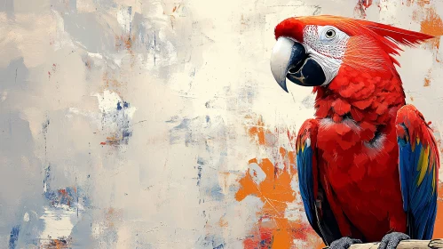 Colorful Parrot Against Abstract Canvas