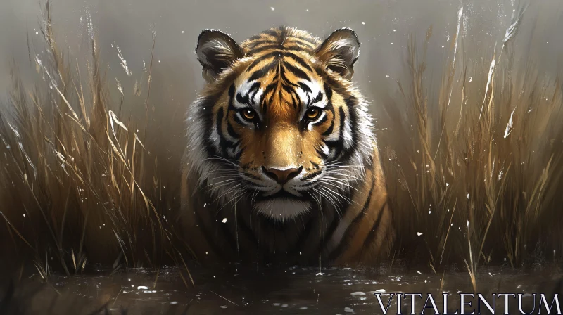 AI ART Tiger in Grasslands