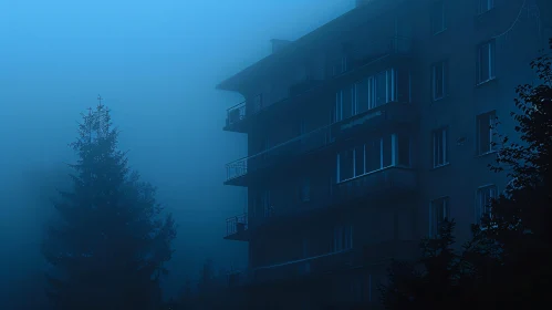 Enigmatic Building in Fog