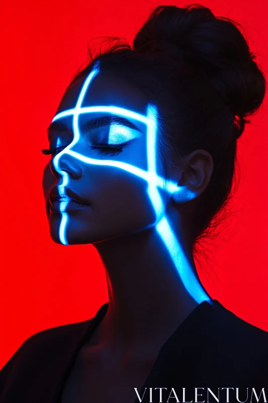 AI ART Futuristic Neon Portrait of a Woman