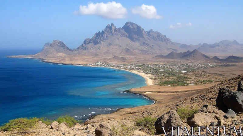 Coastal Mountains and Ocean View AI Image