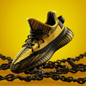 Modern Yellow Sneaker with Chain Motif