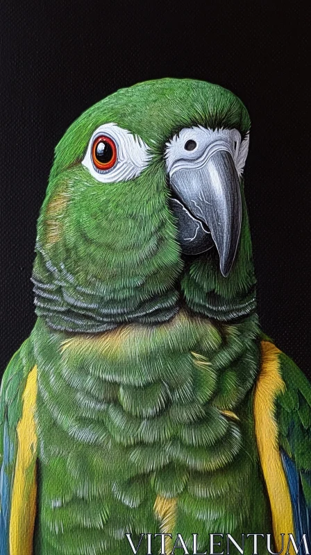 AI ART Exquisite Green Parrot Illustration