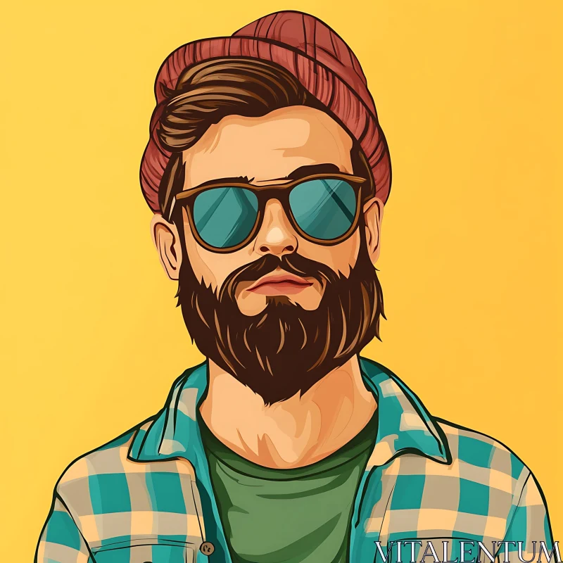 Modern Bearded Man in Fashionable Attire AI Image