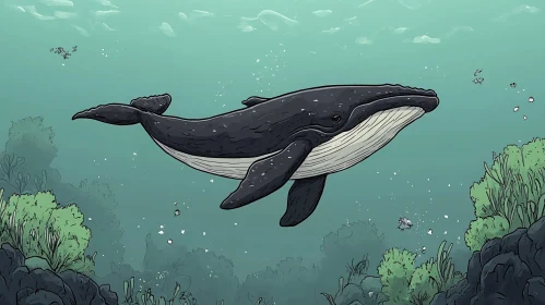 Majestic Whale in Tranquil Underwater Environment