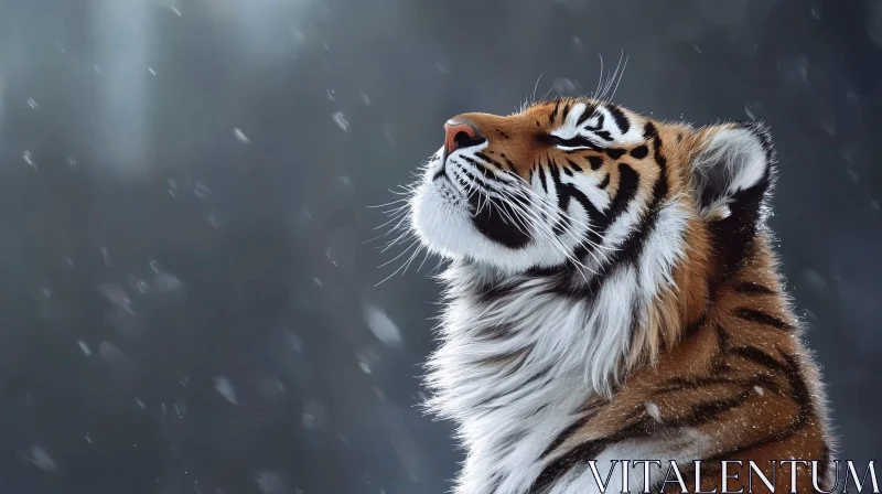 AI ART Serene Tiger in Snowy Landscape