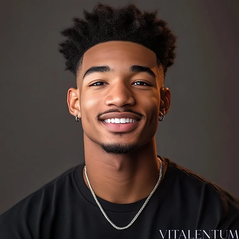 Portrait of a Smiling Young Man with Jewelry AI Image