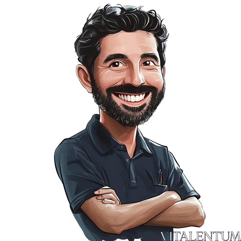 Friendly Cartoon Man Illustration AI Image