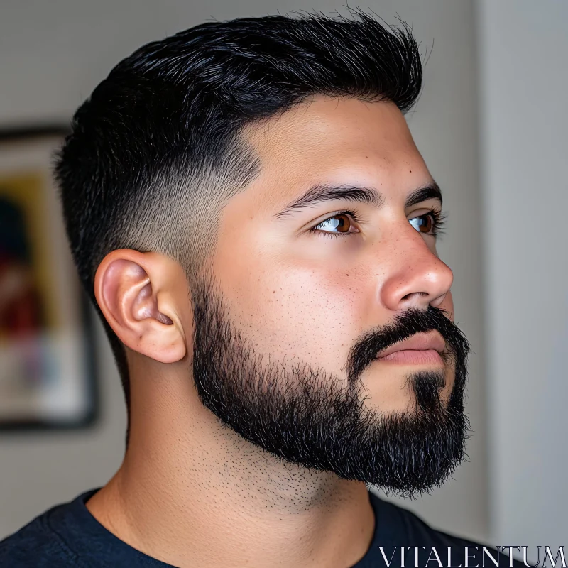 Stylish Man with Well-Groomed Beard AI Image