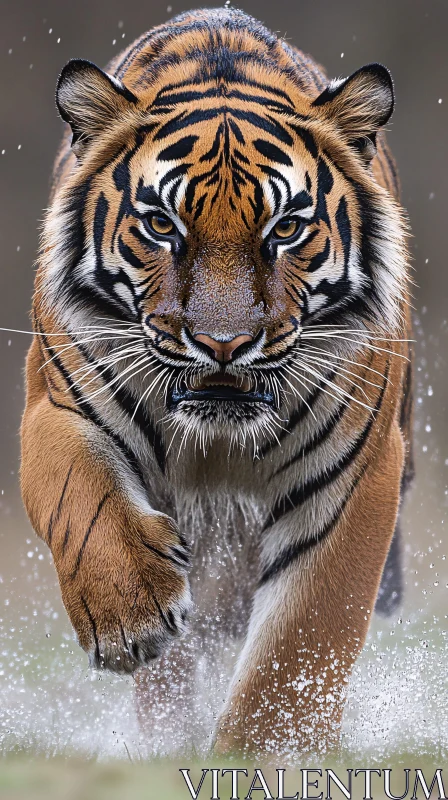 Powerful Tiger in Action AI Image