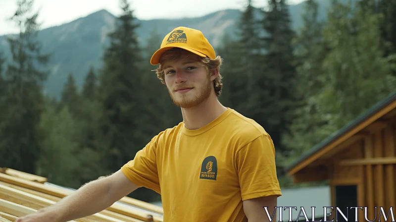 Outdoor Portrait of a Young Man in Yellow AI Image