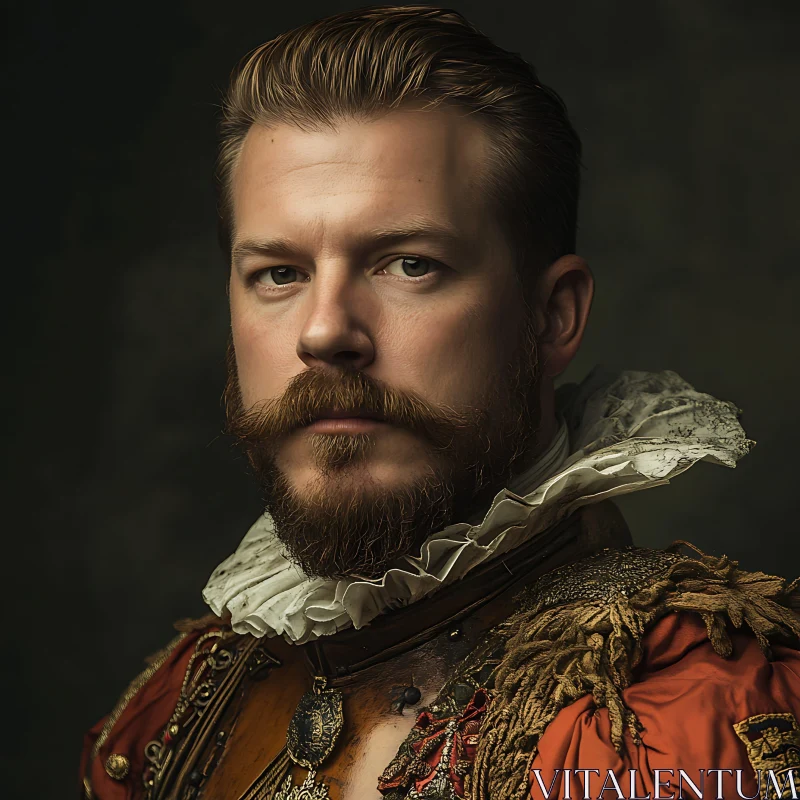 Regal Man in Baroque Clothing AI Image