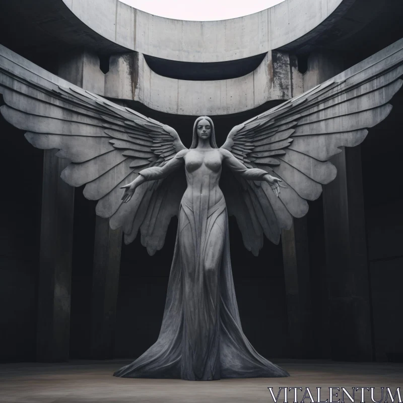 AI ART Graceful Angel Monument in Architectural Setting