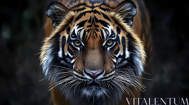 AI ART Close-Up of a Powerful Tiger