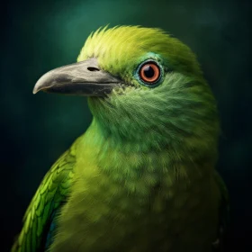 Vibrant Green Bird with Red Eye