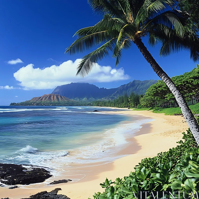 Scenic Tropical Island with Pristine Beach AI Image