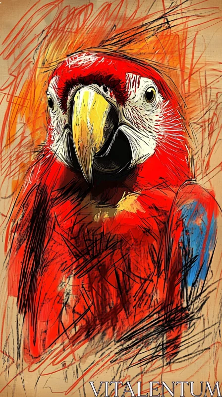 Colorful Parrot Sketch AI Image