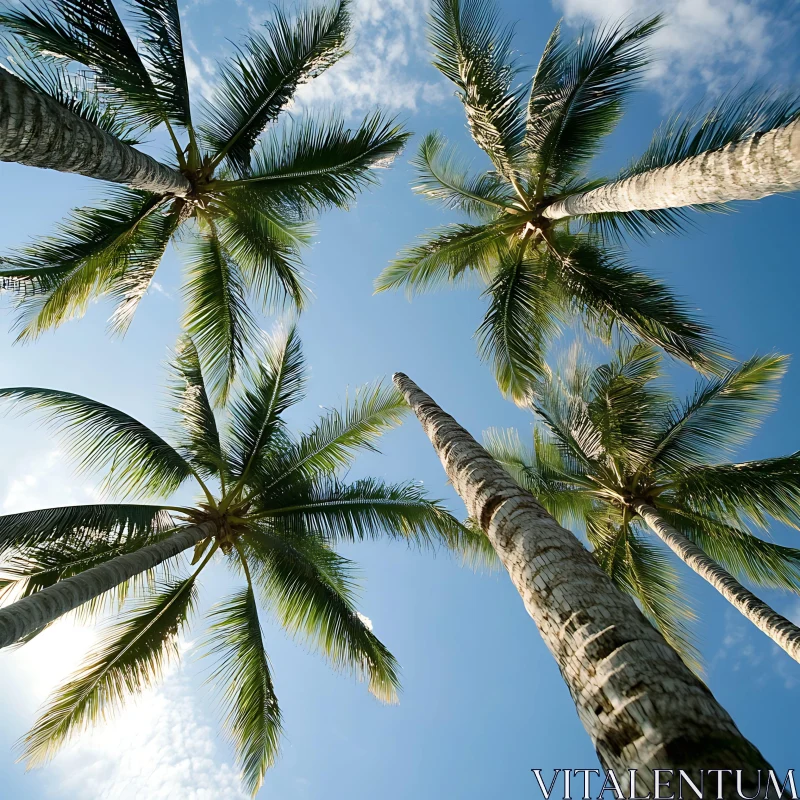 AI ART Skyward View of Palm Trees