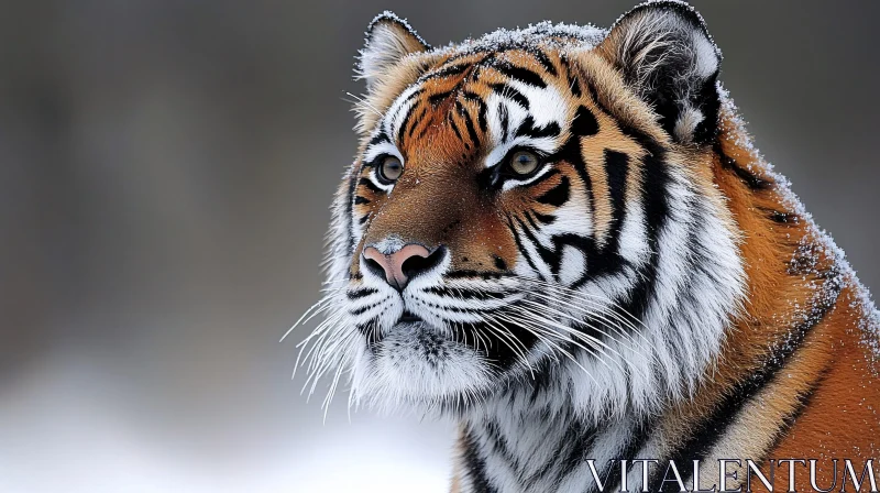 Bengal Tiger with Snow-Covered Fur AI Image