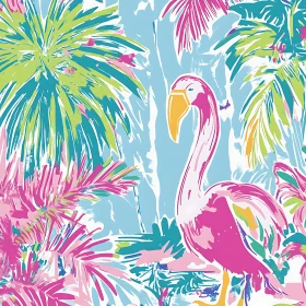 Vivid Flamingo and Palm Trees Art