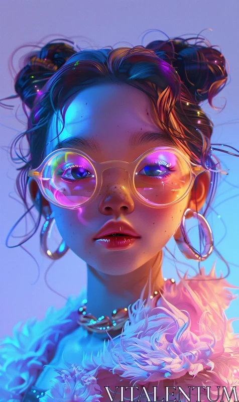 AI ART Intricate Digital Artwork with Glasses