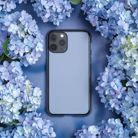 Sleek Tech Beauty Amidst Hydrangeas