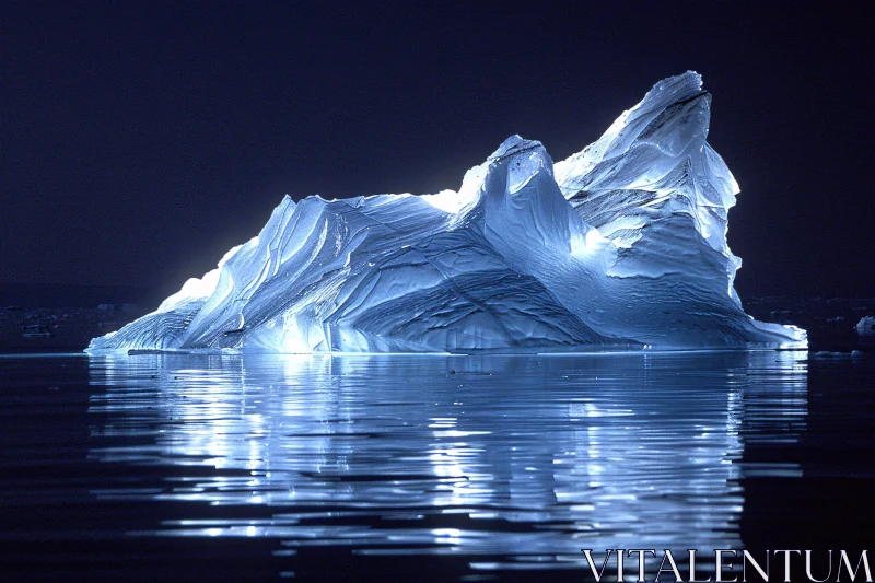 Ethereal Iceberg Under Night Sky AI Image