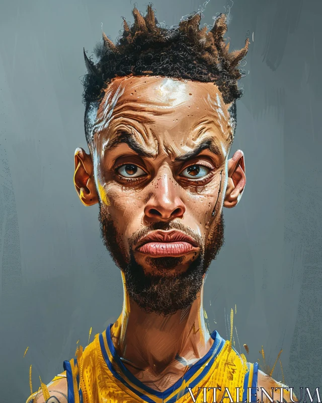 Energetic Caricature of Basketball Player AI Image