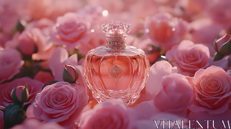 Elegant Fragrance Surrounded by Roses AI Image