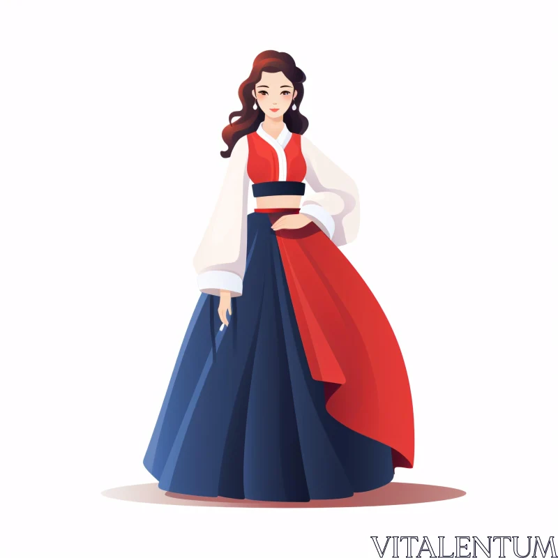 Elegant Hanbok Fashion Illustration AI Image