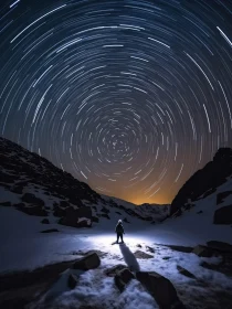 Silhouetted Figure Under Starry Sky