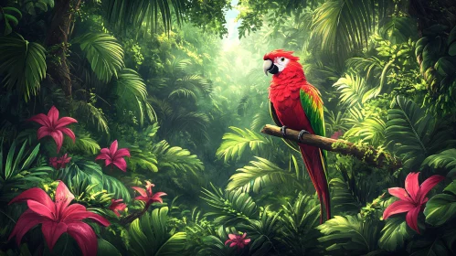 Exquisite Macaw in Green Jungle